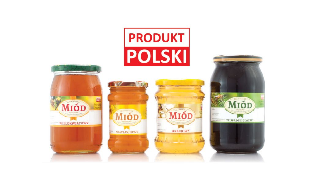 Flaga na etykiecie z miodem
