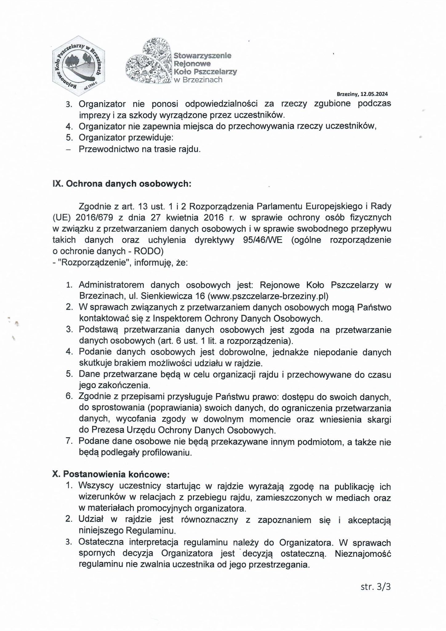 Regulamin rajdu 3